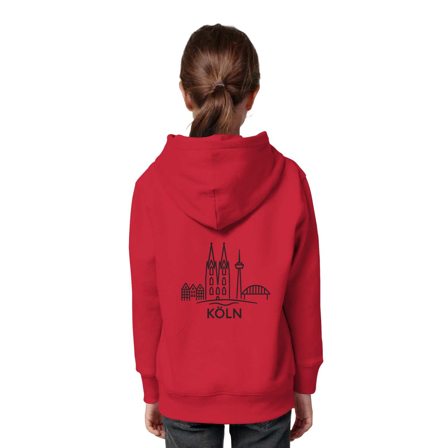 Köln Skyline (großer Druck auf dem Rücken) - Kids Organic Hoodie