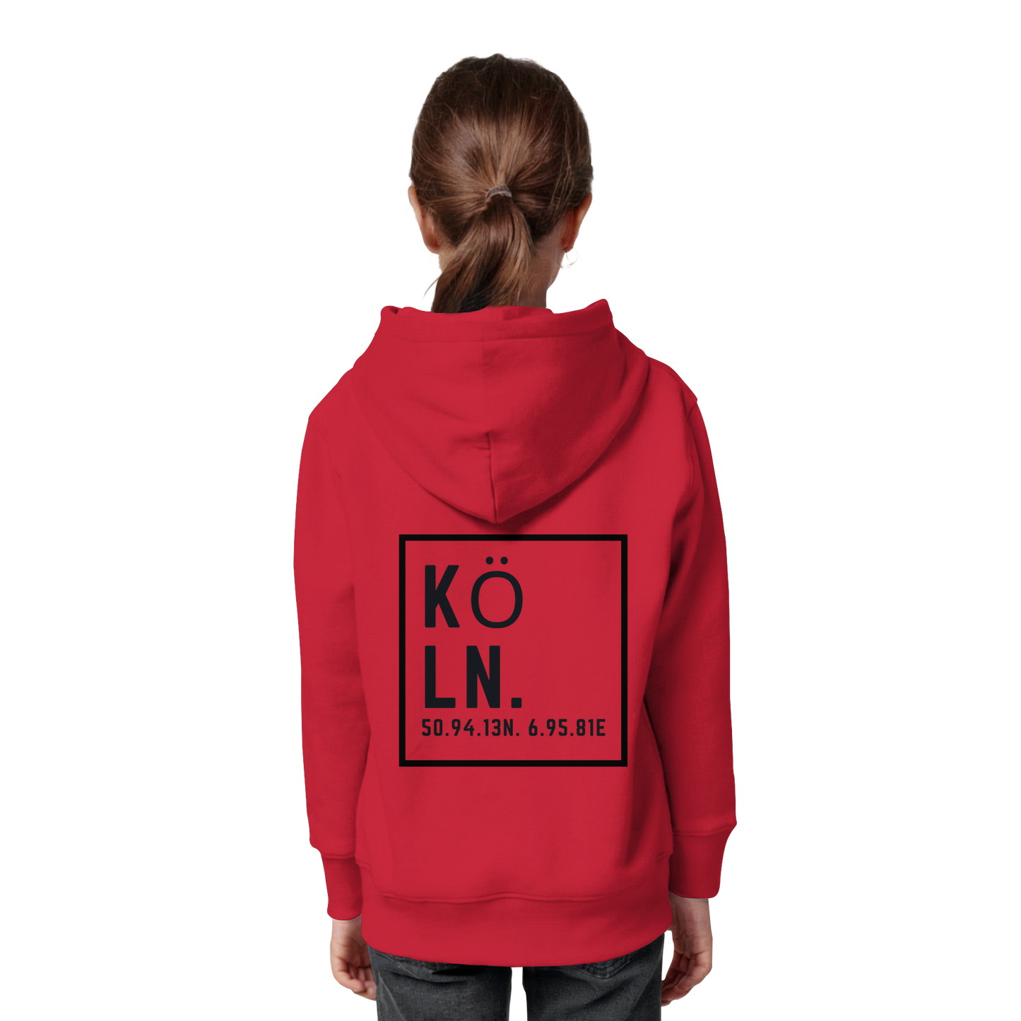 Köln Koordinaten (großer Druck auf dem Rücken) - Kids Organic Hoodie