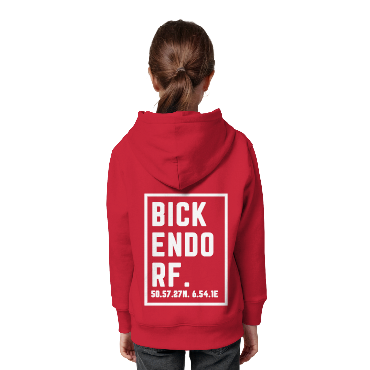 Bickendorf Koordinaten (großer Druck auf dem Rücken) - Kids Organic Hoodie