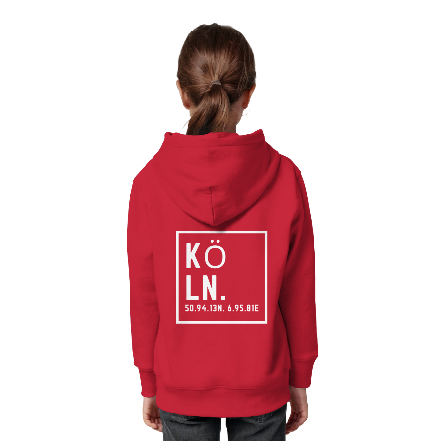 Köln Koordinaten (großer Druck auf dem Rücken) - Kids Organic Hoodie