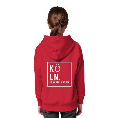 Köln Koordinaten (großer Druck auf dem Rücken) - Kids Organic Hoodie