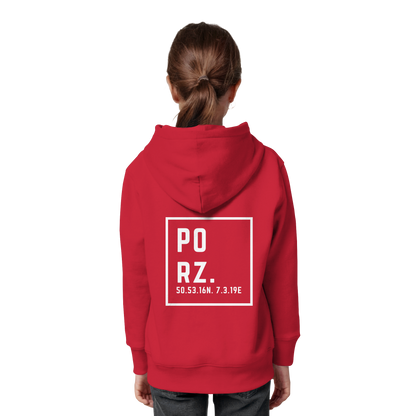 Porz Koordinaten (großer Druck Rücken) - Kids Organic Hoodie