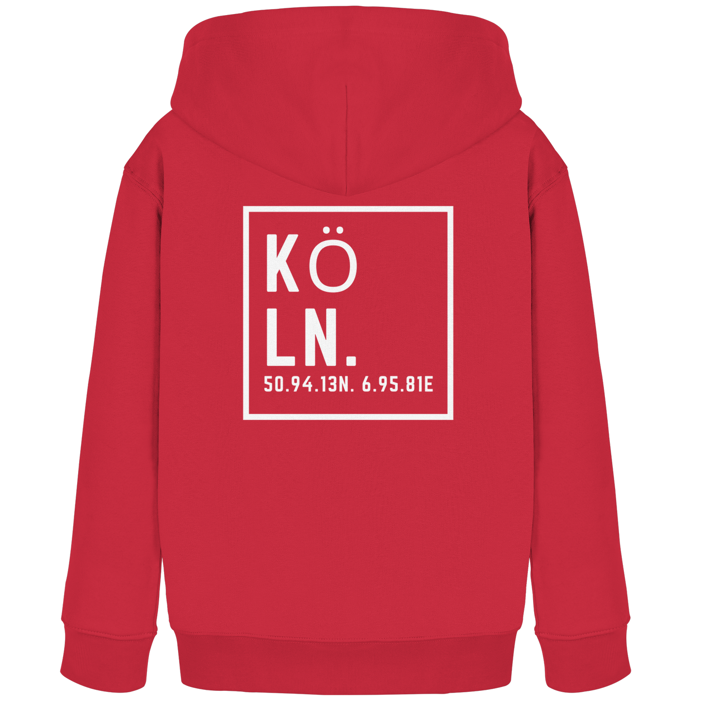 Köln Koordinaten (großer Druck auf dem Rücken) - Kids Organic Hoodie