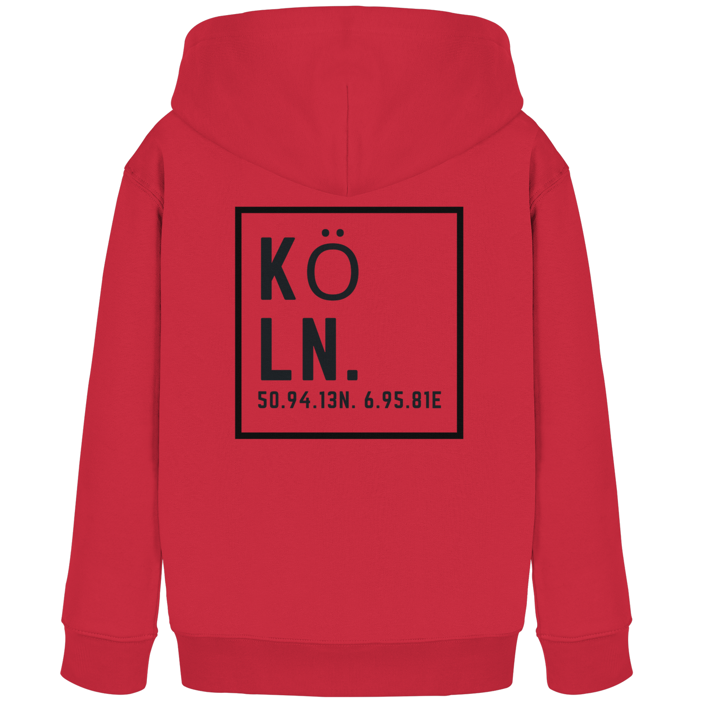 Köln Koordinaten (großer Druck auf dem Rücken) - Kids Organic Hoodie