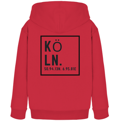 Köln Koordinaten (großer Druck auf dem Rücken) - Kids Organic Hoodie