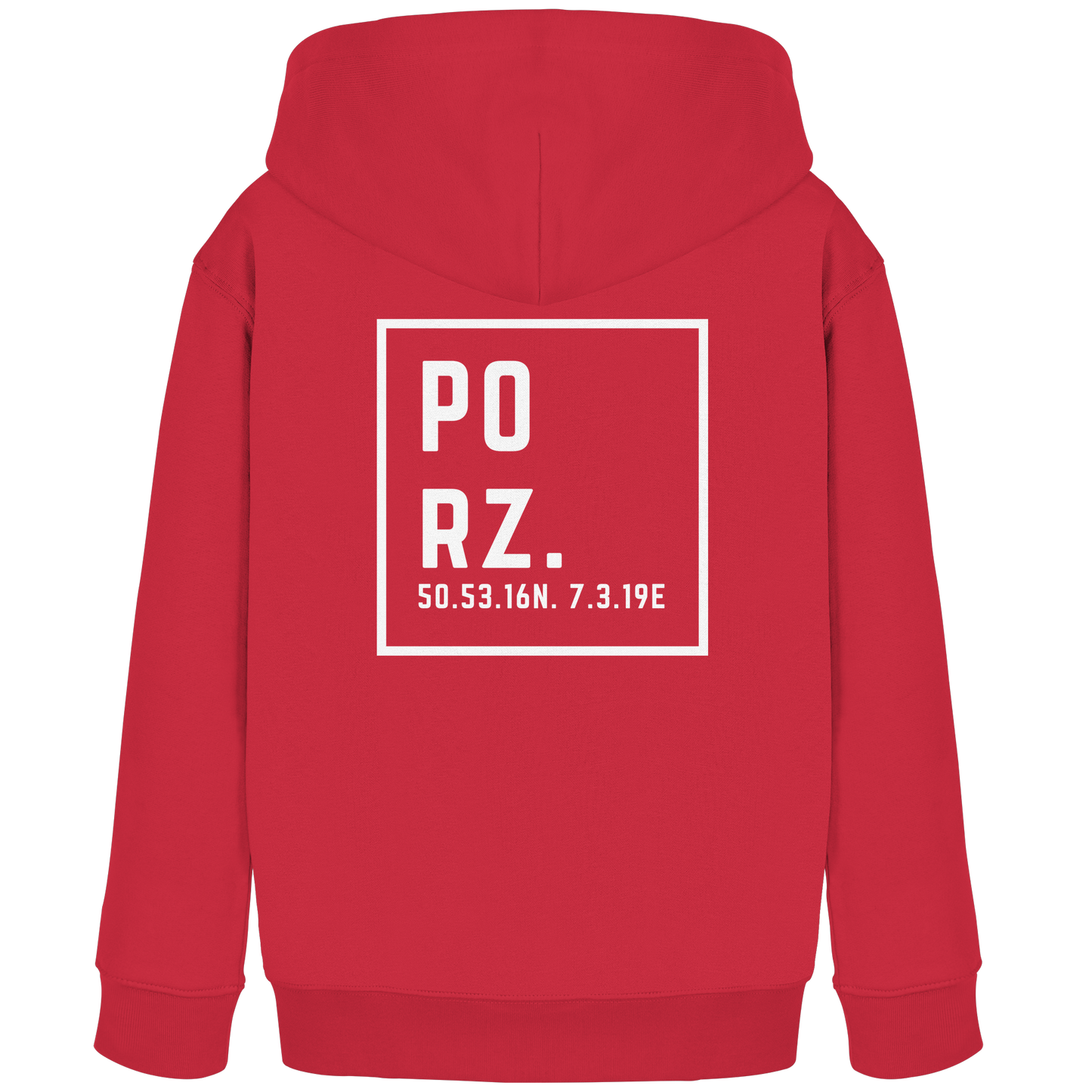 Porz Koordinaten (großer Druck Rücken) - Kids Organic Hoodie
