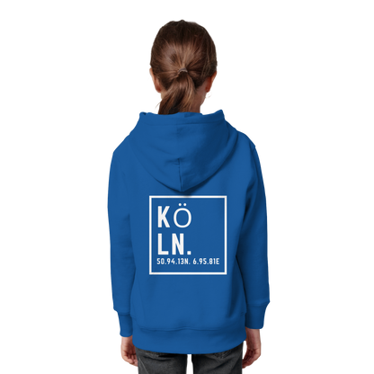 Köln Koordinaten (großer Druck auf dem Rücken) - Kids Organic Hoodie