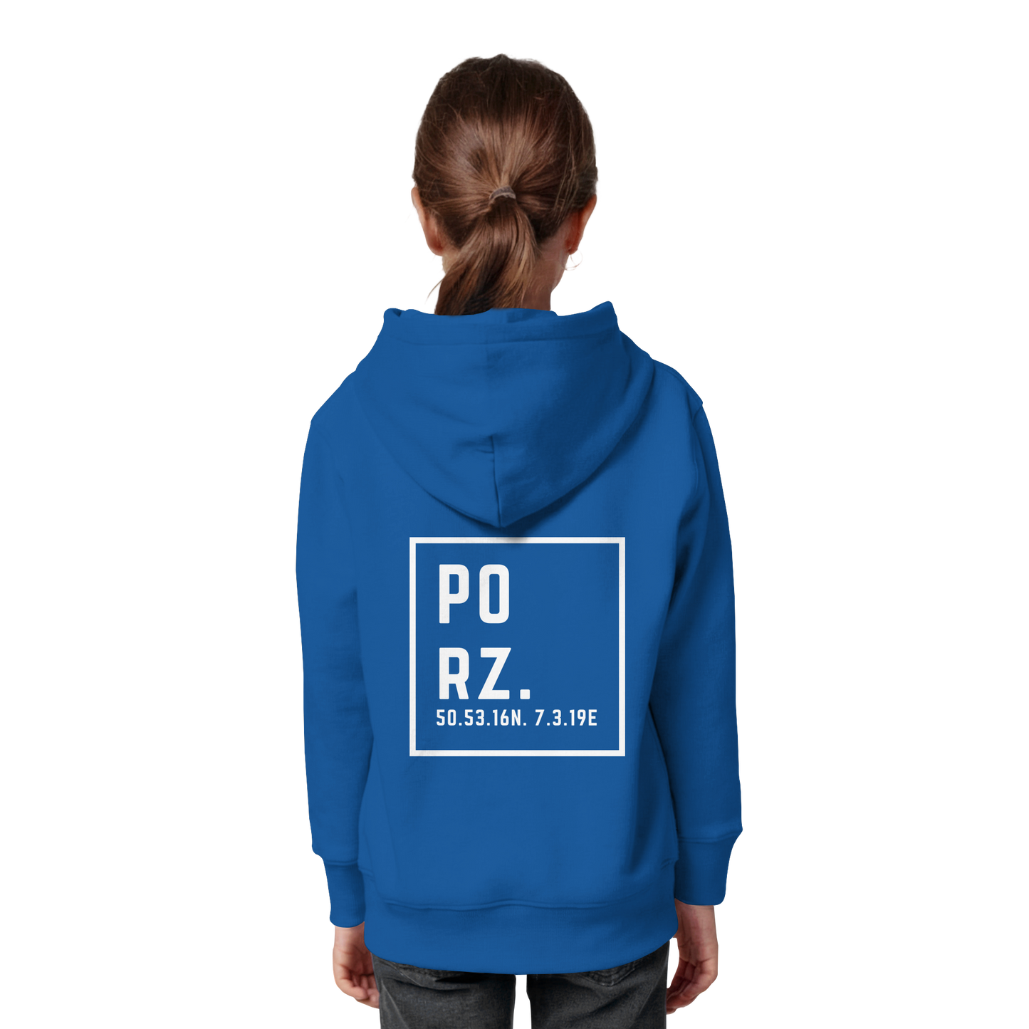 Porz Koordinaten (großer Druck Rücken) - Kids Organic Hoodie