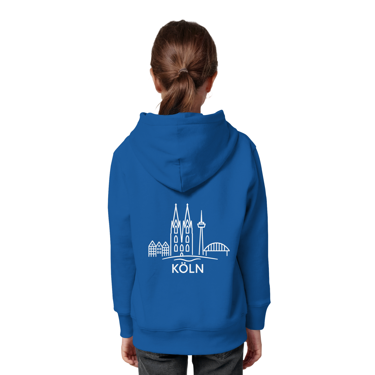 Köln Skyline (großer Druck auf dem Rücken) - Kids Organic Hoodie