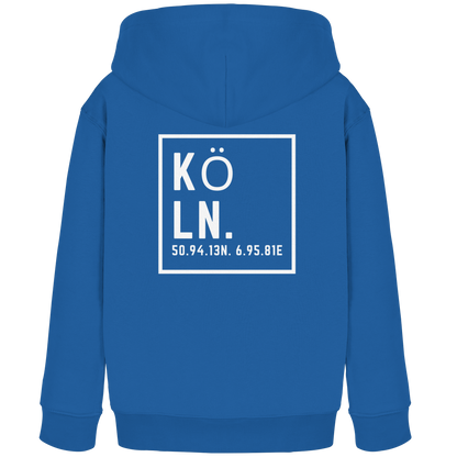 Köln Koordinaten (großer Druck auf dem Rücken) - Kids Organic Hoodie