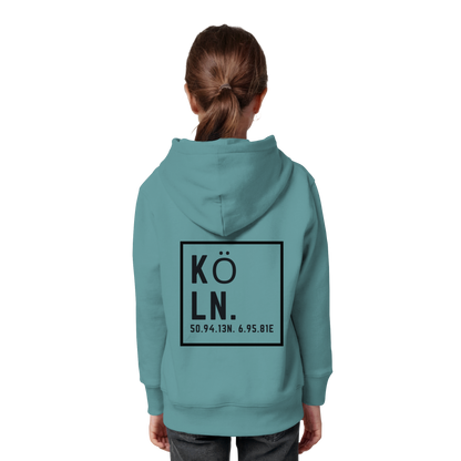 Köln Koordinaten (großer Druck auf dem Rücken) - Kids Organic Hoodie