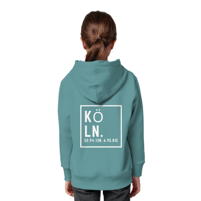 Köln Koordinaten (großer Druck auf dem Rücken) - Kids Organic Hoodie