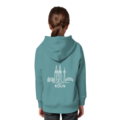 Köln Skyline (großer Druck auf dem Rücken) - Kids Organic Hoodie