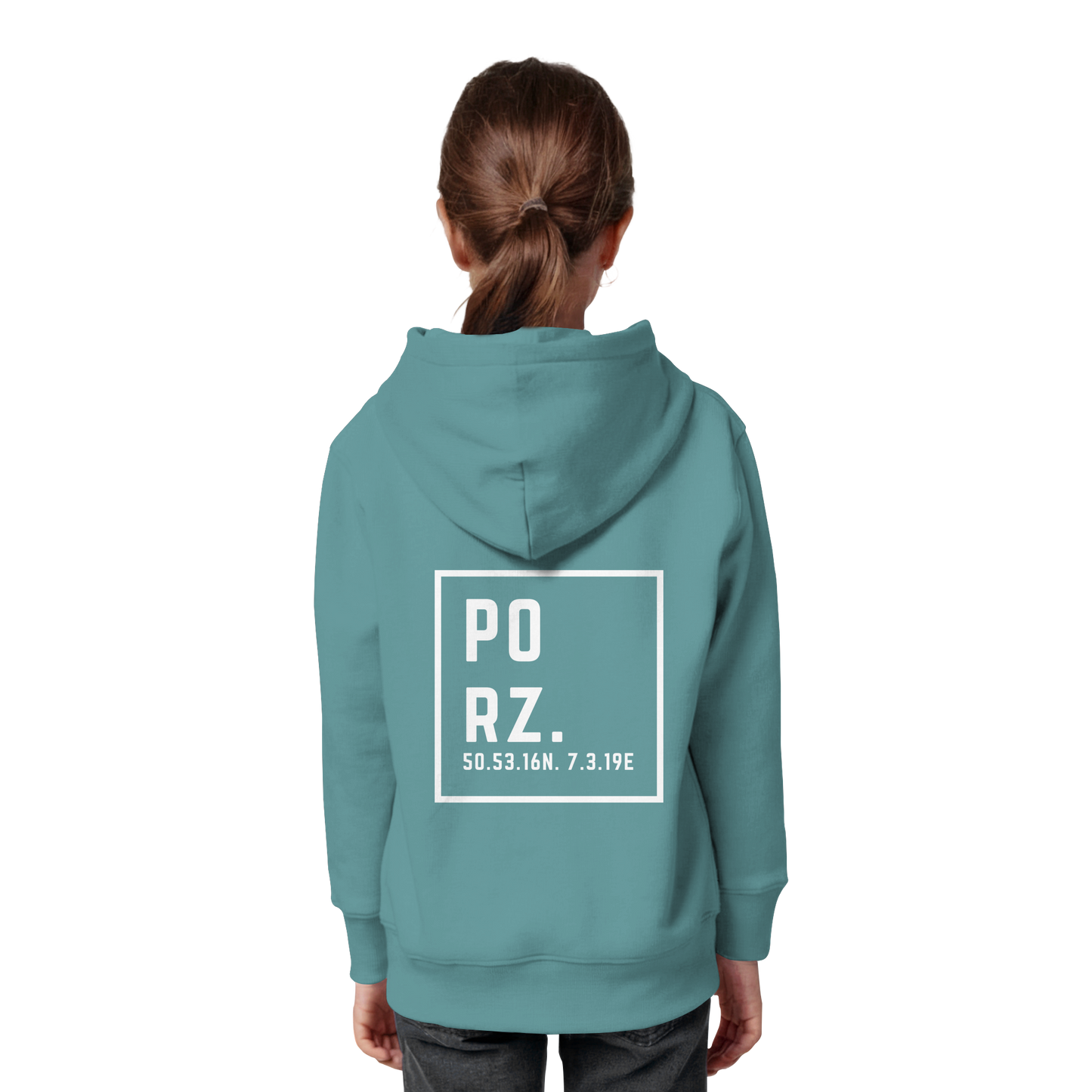 Porz Koordinaten (großer Druck Rücken) - Kids Organic Hoodie