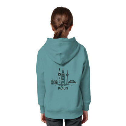 Köln Skyline (großer Druck auf dem Rücken) - Kids Organic Hoodie