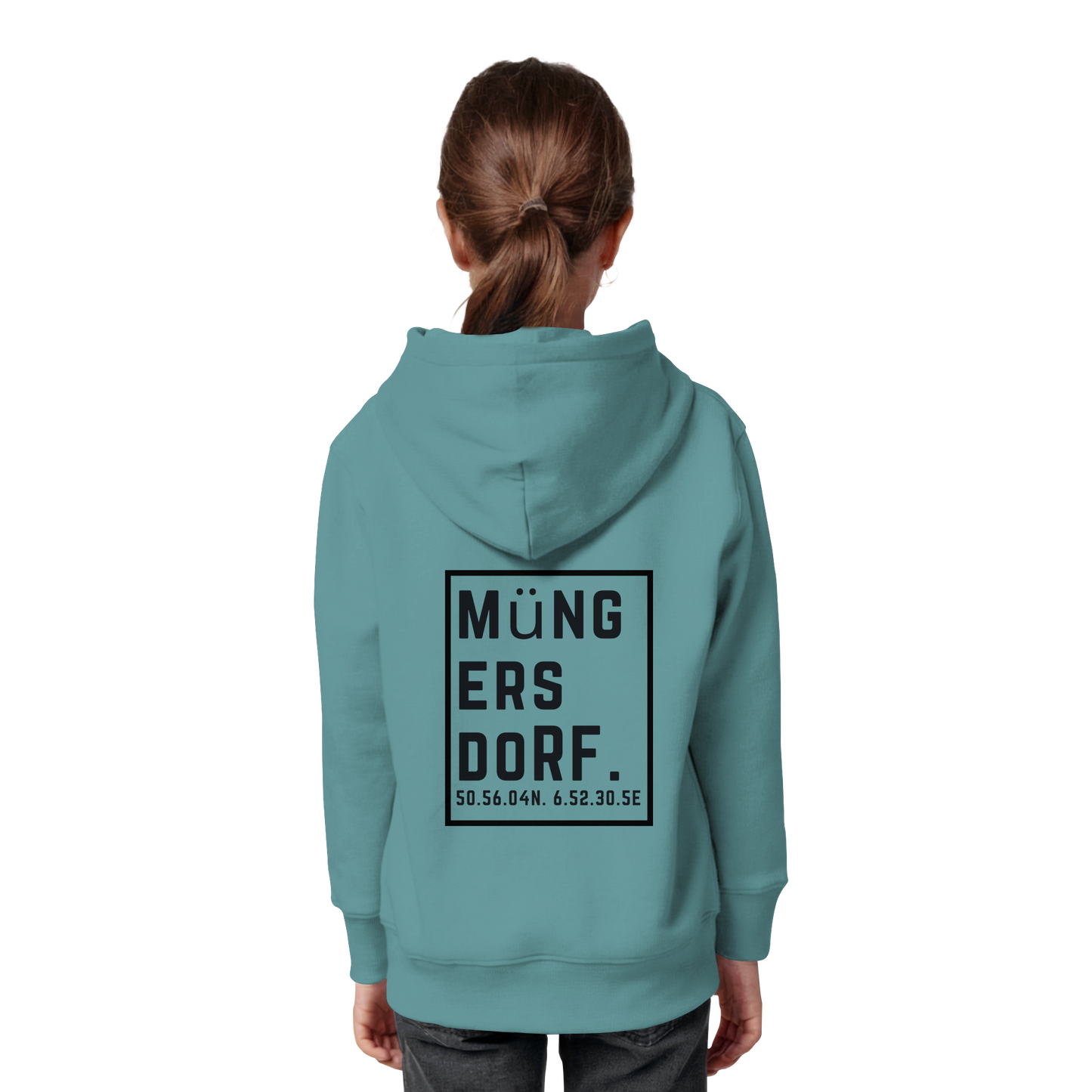 Müngersdorf Koordinaten (großer Druck auf dem Rücken) - Kids Organic Hoodie