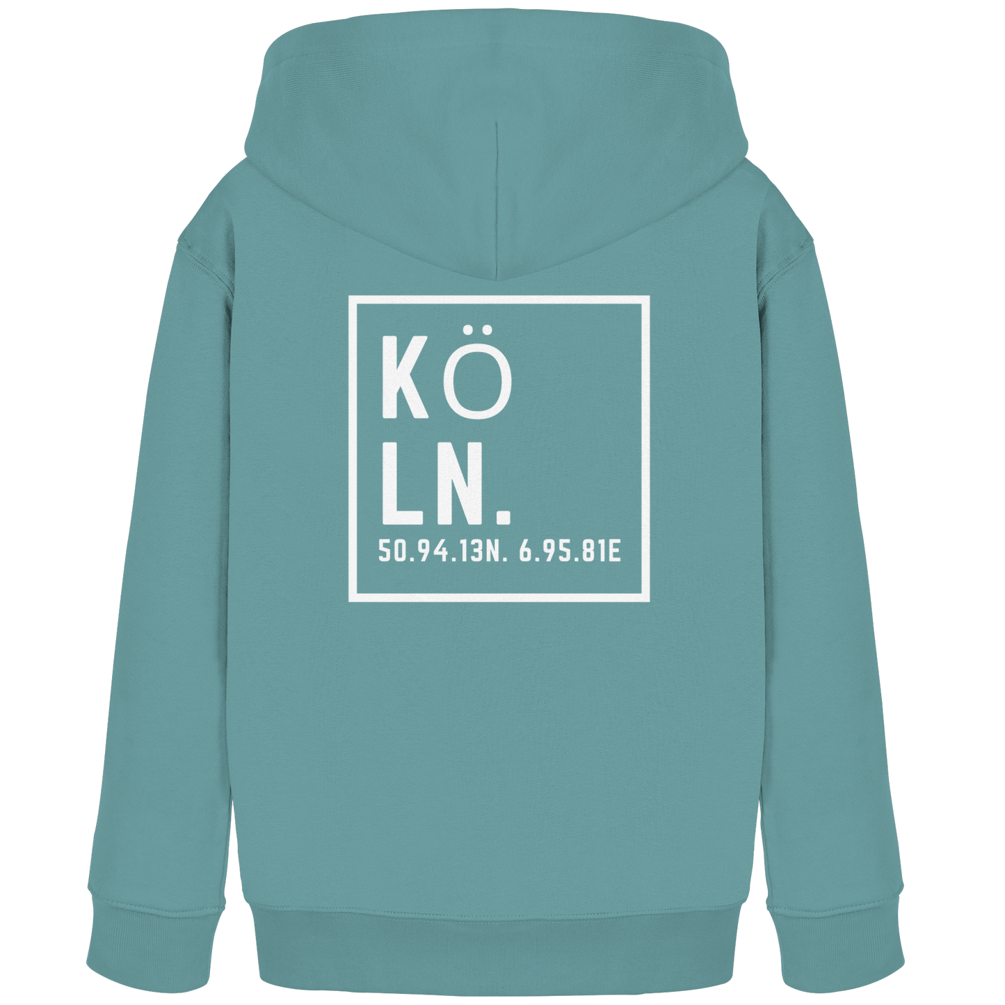 Köln Koordinaten (großer Druck auf dem Rücken) - Kids Organic Hoodie
