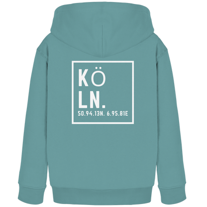 Köln Koordinaten (großer Druck auf dem Rücken) - Kids Organic Hoodie