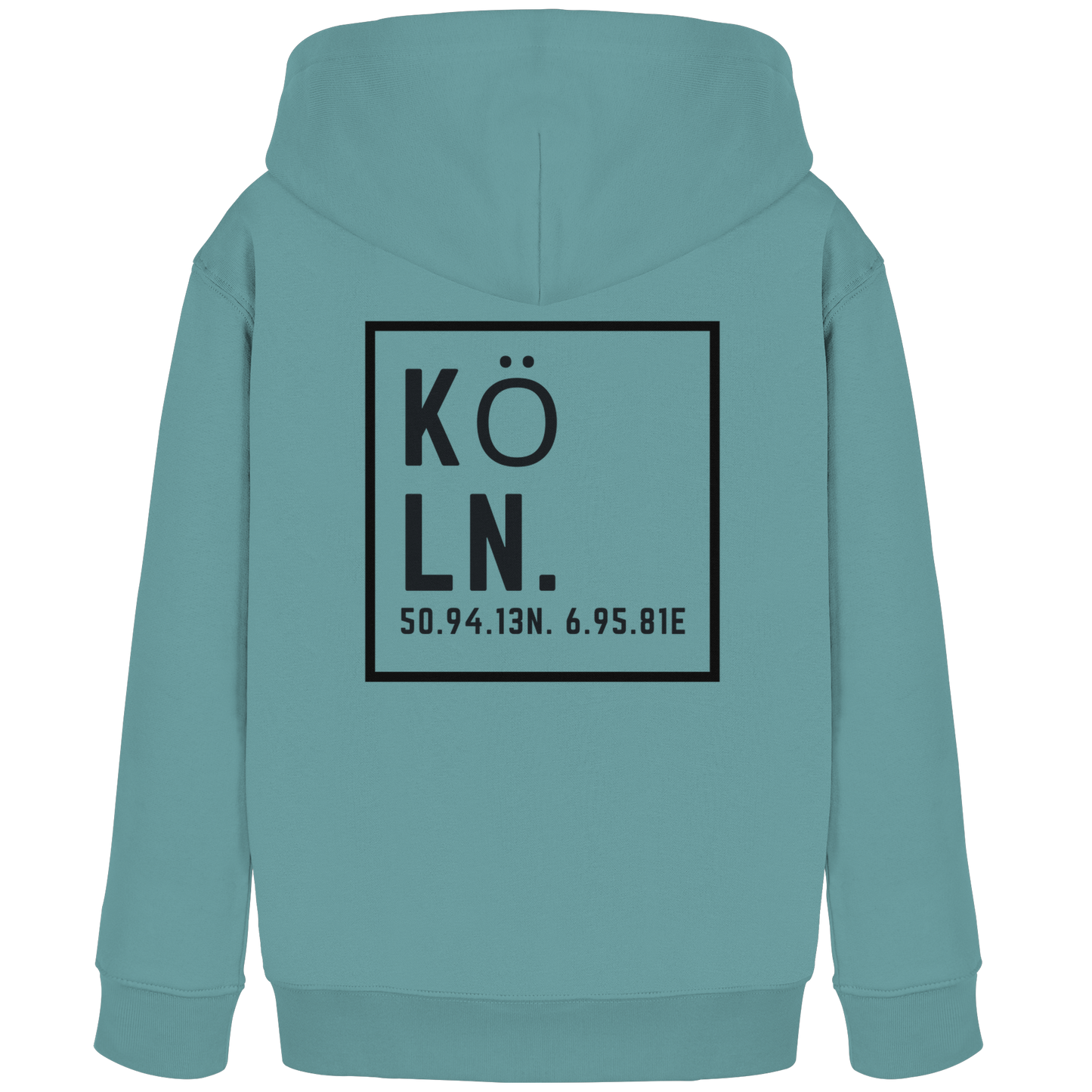 Köln Koordinaten (großer Druck auf dem Rücken) - Kids Organic Hoodie