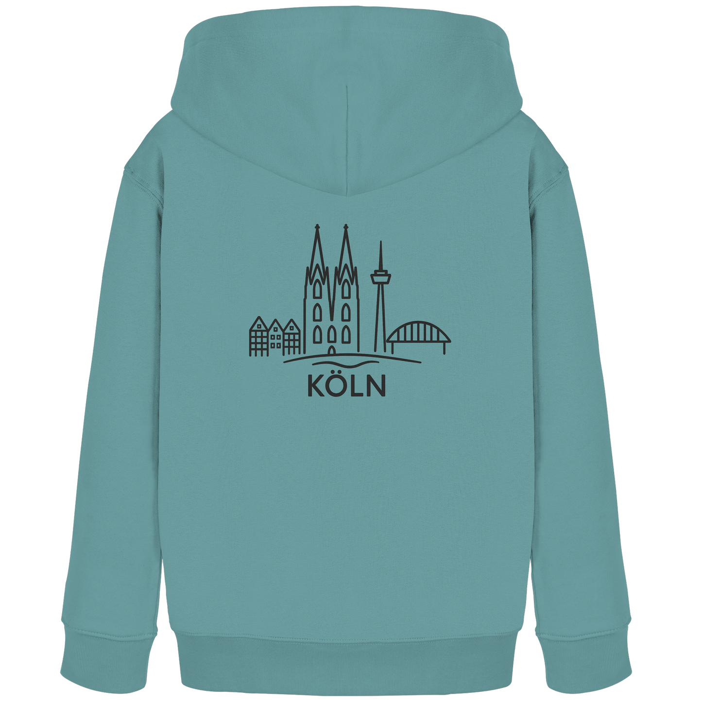 Köln Skyline (großer Druck auf dem Rücken) - Kids Organic Hoodie