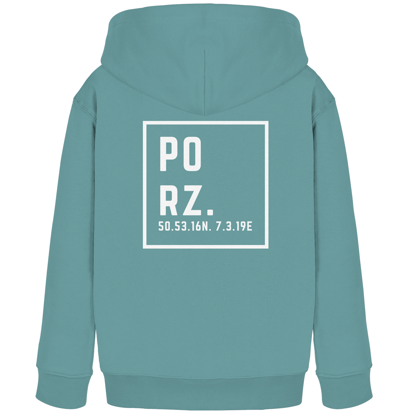 Porz Koordinaten (großer Druck Rücken) - Kids Organic Hoodie