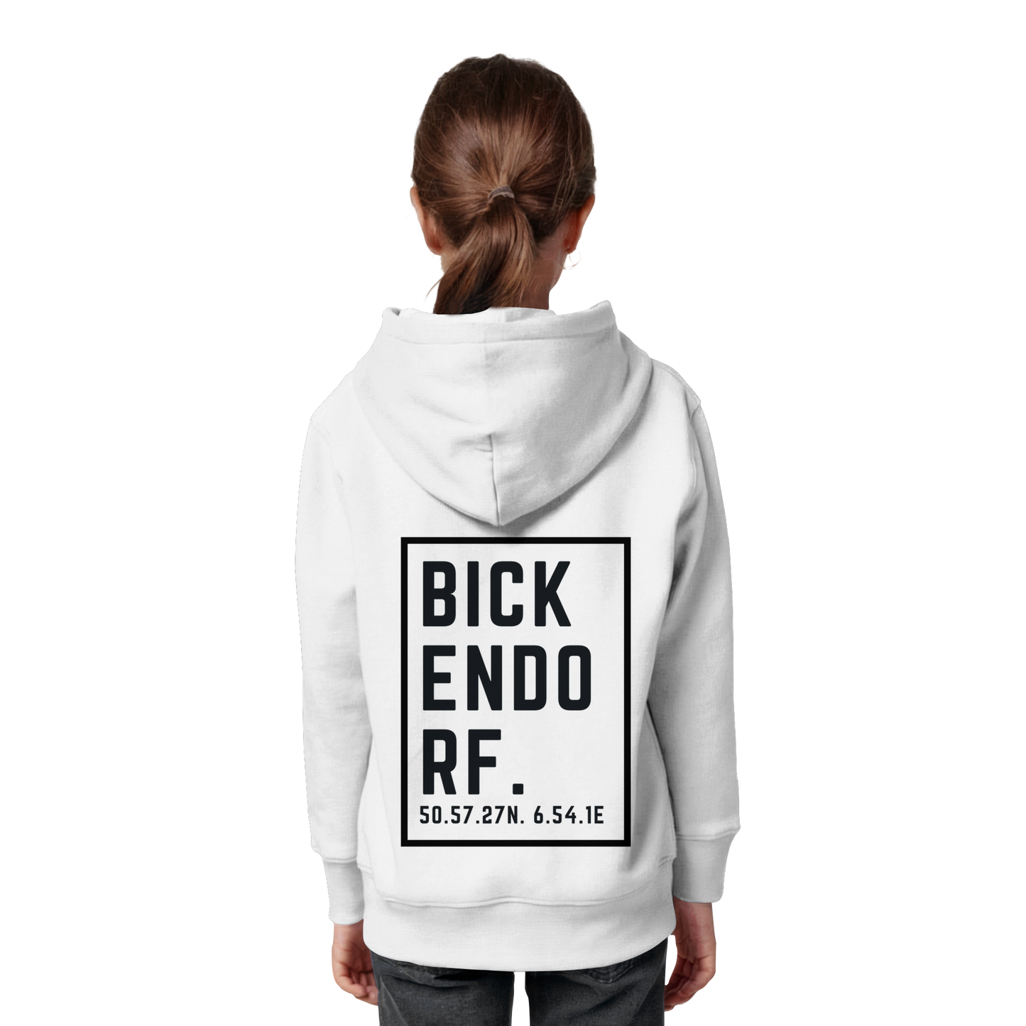 Bickendorf Koordinaten (großer Druck auf dem Rücken) - Kids Organic Hoodie
