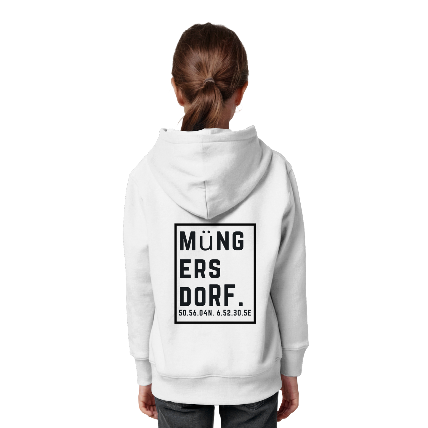 Müngersdorf Koordinaten (großer Druck auf dem Rücken) - Kids Organic Hoodie