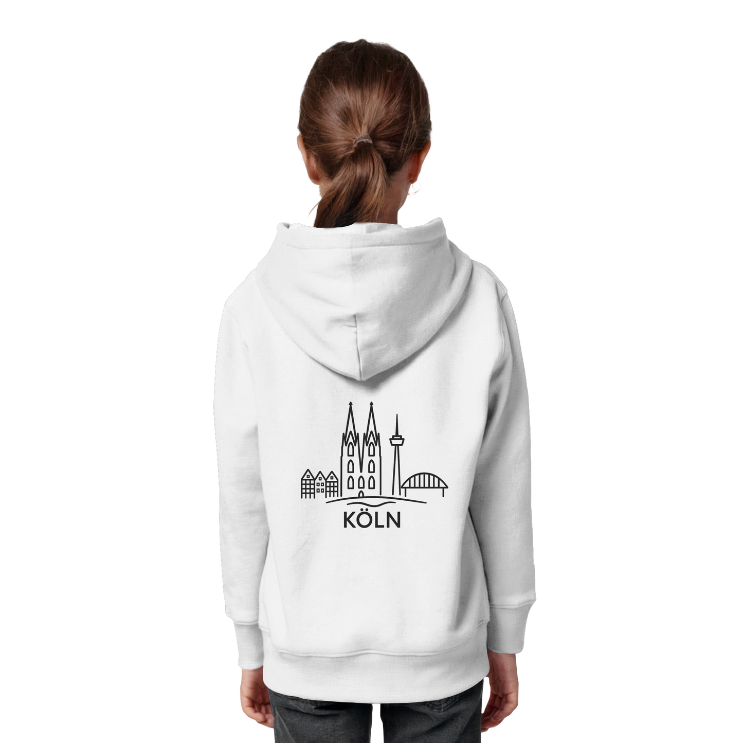 Köln Skyline (großer Druck auf dem Rücken) - Kids Organic Hoodie