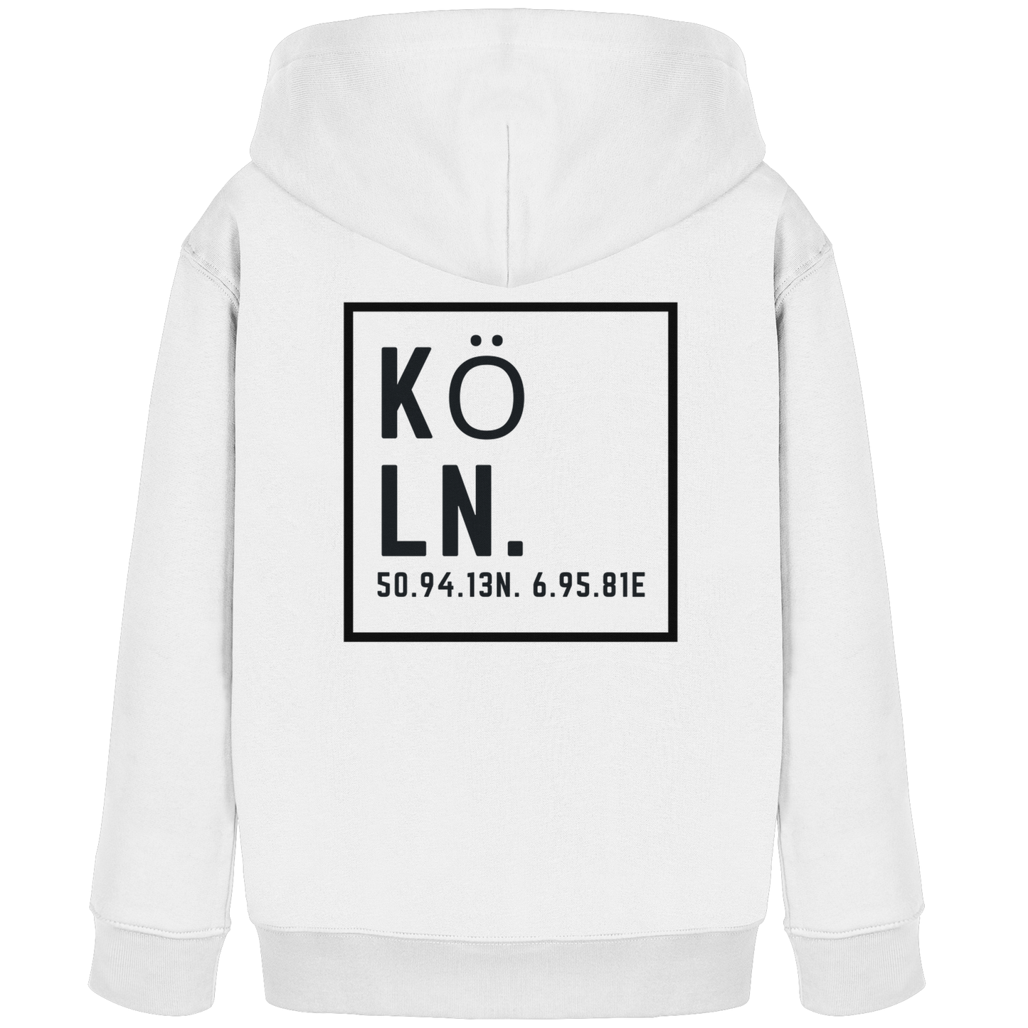 Köln Koordinaten (großer Druck auf dem Rücken) - Kids Organic Hoodie