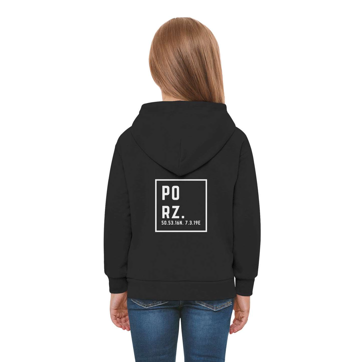 Porz Koordinaten (großer Druck Rücken) - Kids Premium Hoodie