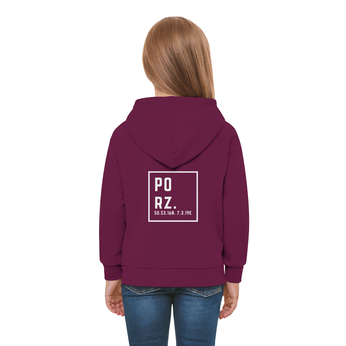 Porz Koordinaten (großer Druck Rücken) - Kids Premium Hoodie