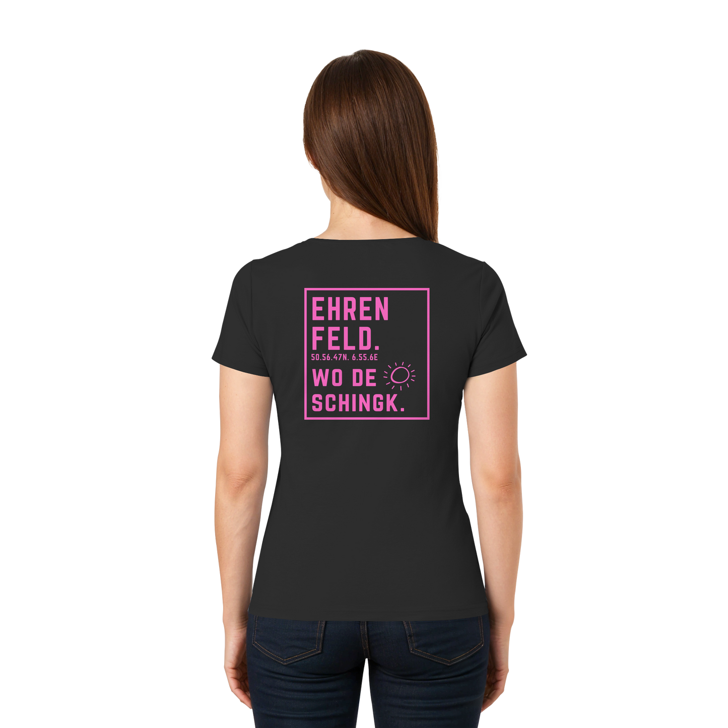 Wo de Sonn schingk - Ehrenfeld Druck Rücken  - Ladies V-Neck Shirt
