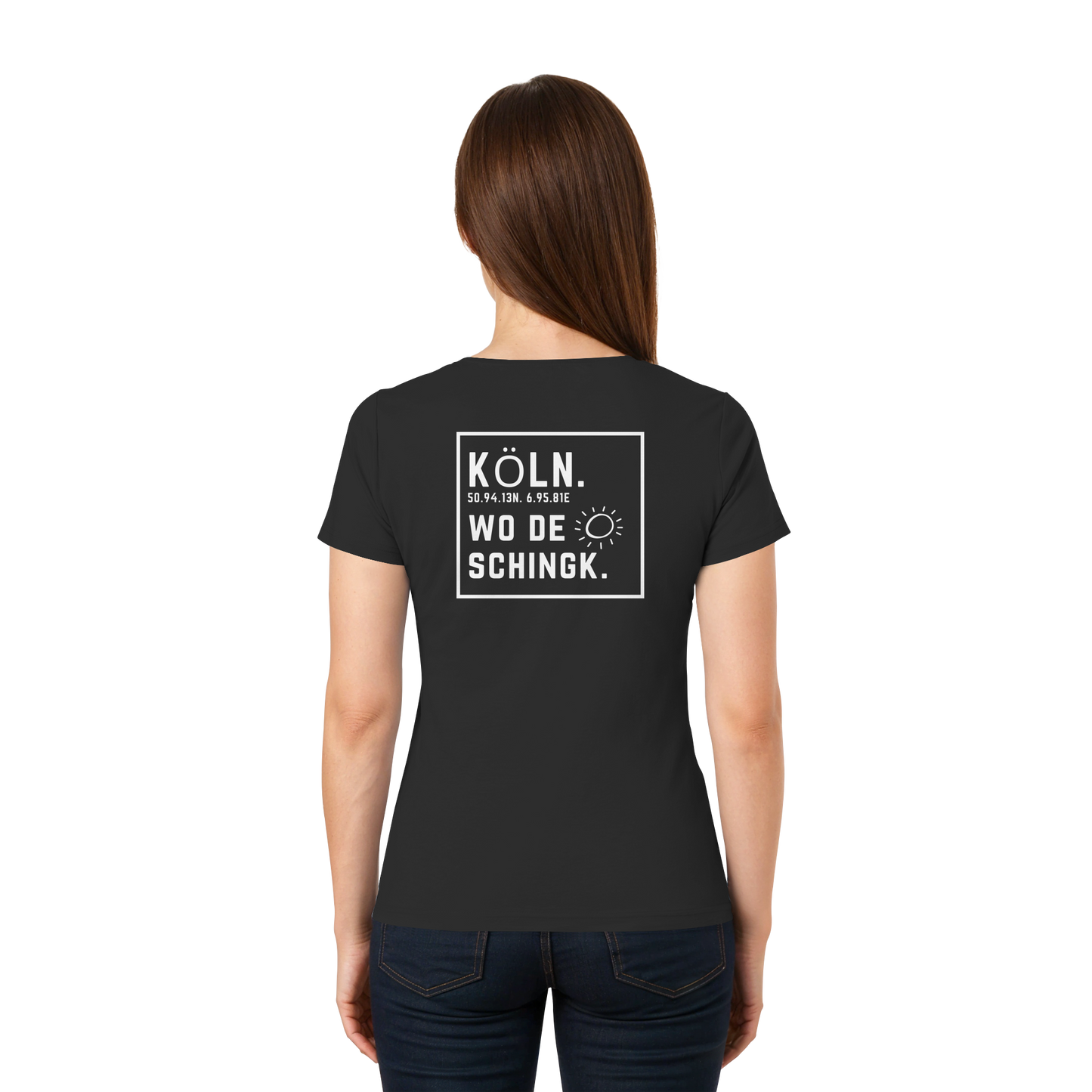 Wo de Sonn schingk - Köln Druck Rücken  - Ladies V-Neck Shirt