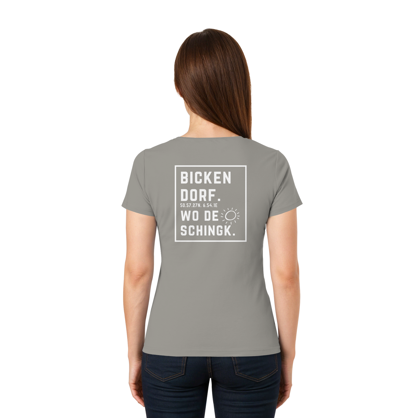 Wo de Sonn schingk - Bickendorf Druck Rücken - Ladies V-Neck Shirt