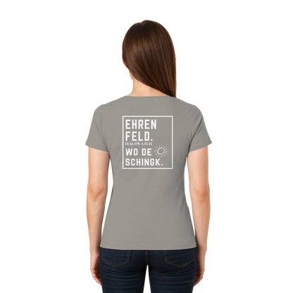 Wo de Sonn schingk - Ehrenfeld Druck Rücken  - Ladies V-Neck Shirt