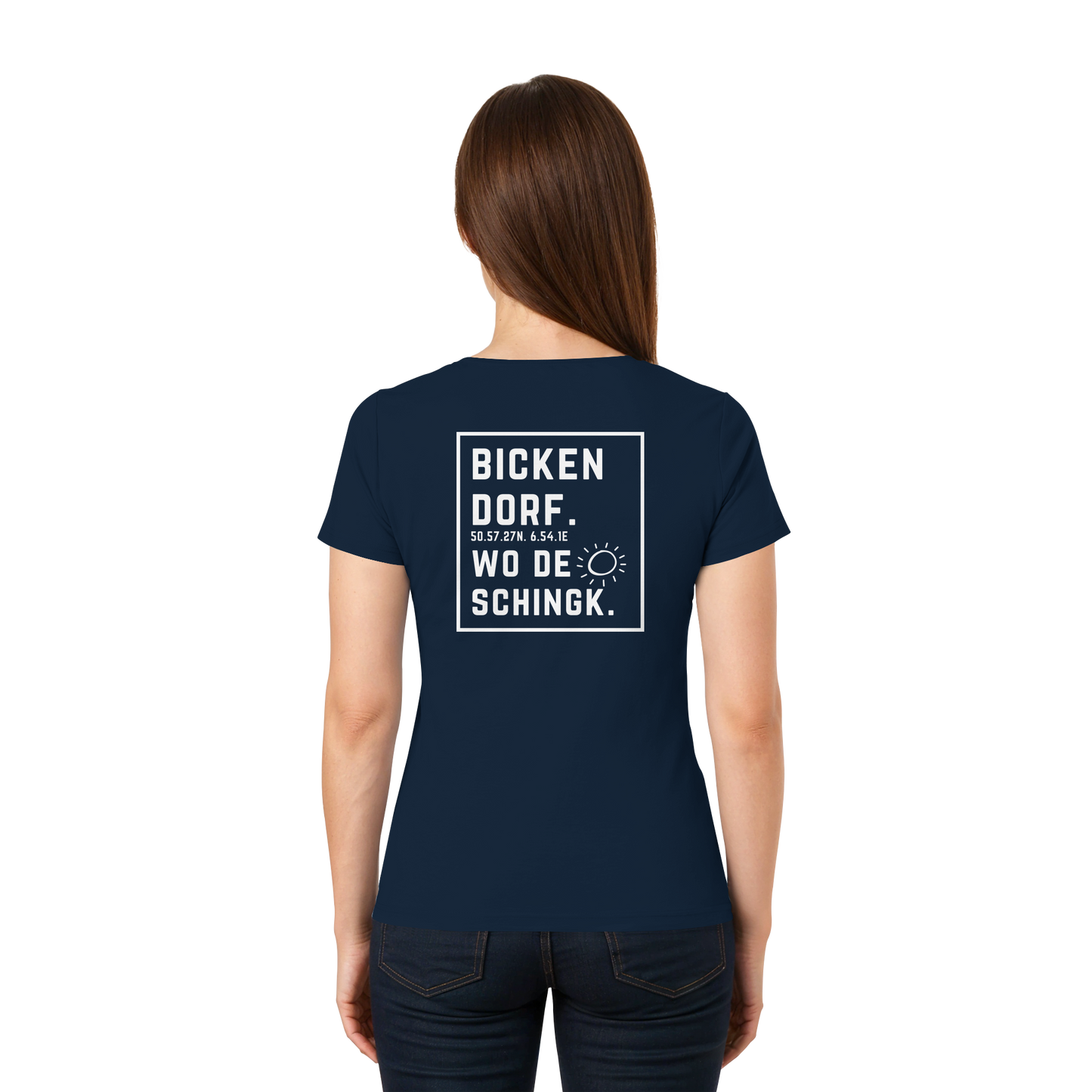 Wo de Sonn schingk - Bickendorf Druck Rücken - Ladies V-Neck Shirt