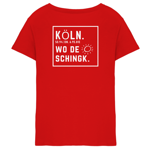 Wo de Sonn schingk - Köln Druck Rücken  - Ladies V-Neck Shirt