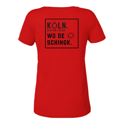 Wo de Sonn schingk - Köln Druck Rücken  - Ladies V-Neck Shirt
