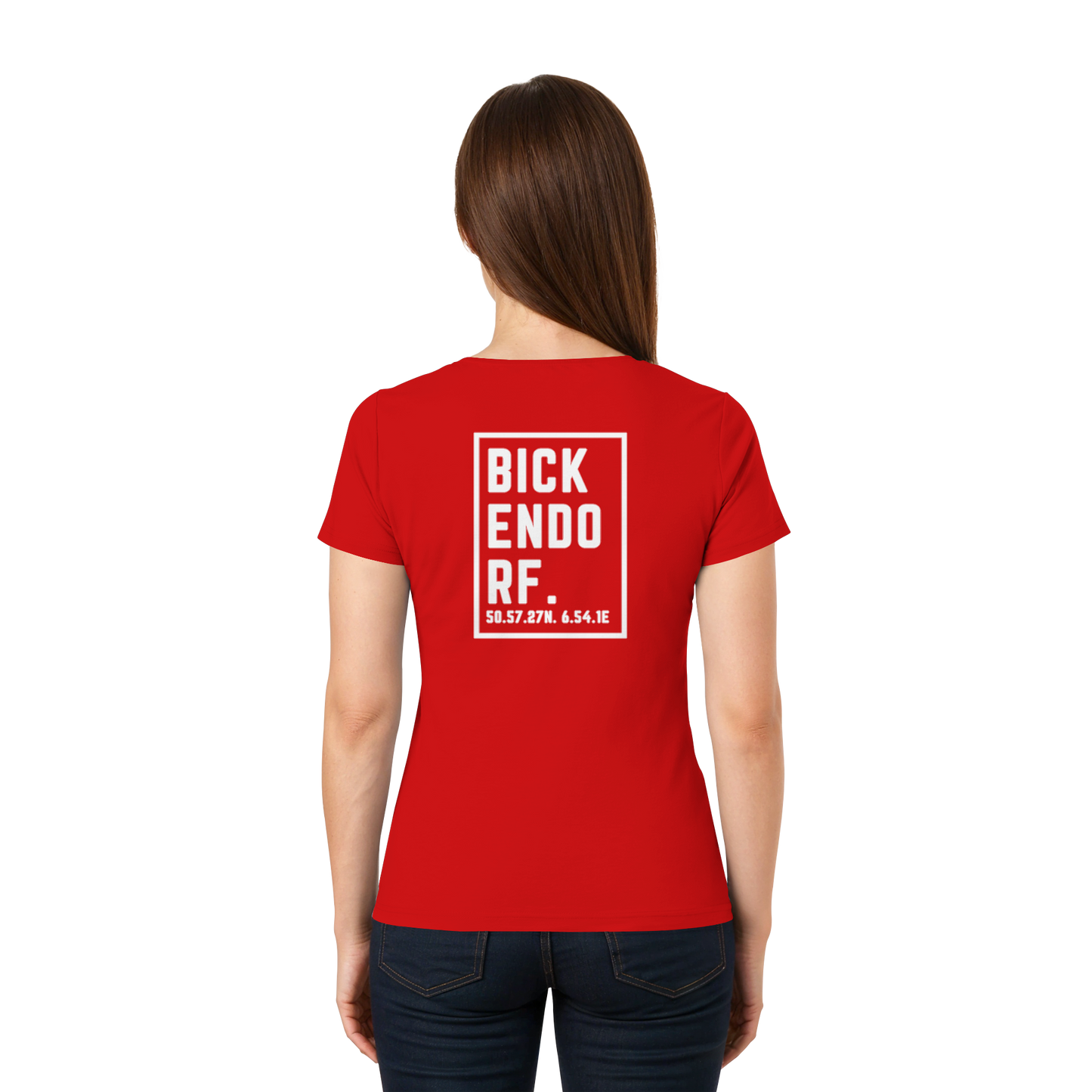 Bickendorf Koordinaten (großer Druck auf dem Rücken) - Ladies V-Neck Shirt