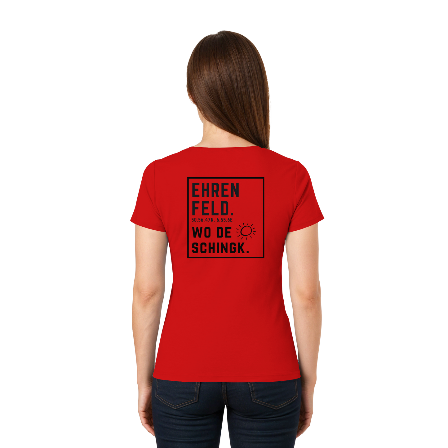 Wo de Sonn schingk - Ehrenfeld Druck Rücken - Ladies V-Neck Shirt