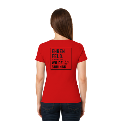 Wo de Sonn schingk - Ehrenfeld Druck Rücken - Ladies V-Neck Shirt