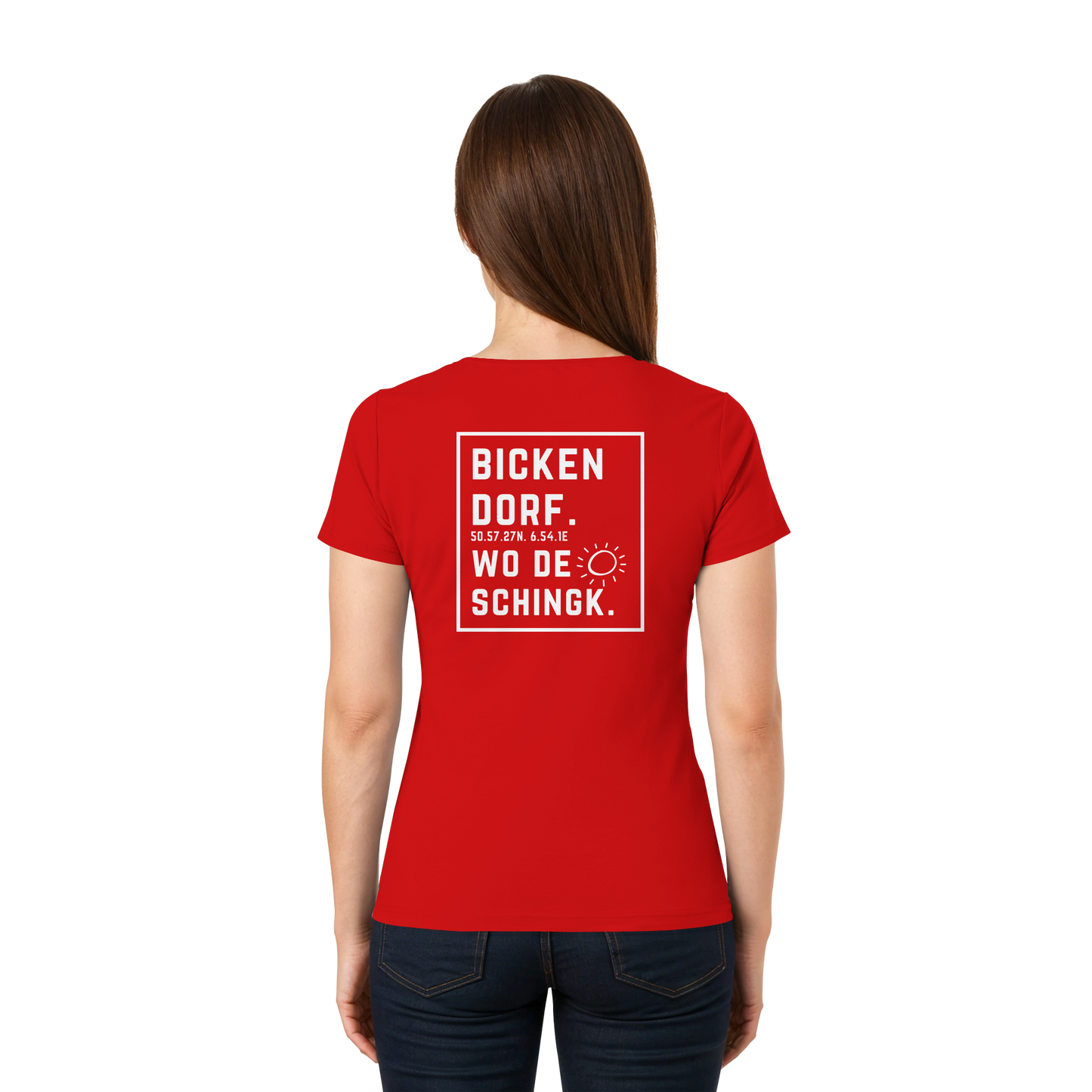 Wo de Sonn schingk - Bickendorf Druck Rücken - Ladies V-Neck Shirt