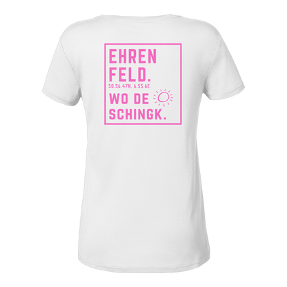 Wo de Sonn schingk - Ehrenfeld Druck Rücken  - Ladies V-Neck Shirt