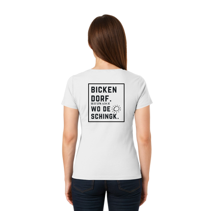 Wo de Sonn schingk - Bickendorf Druck Rücken - Ladies V-Neck Shirt