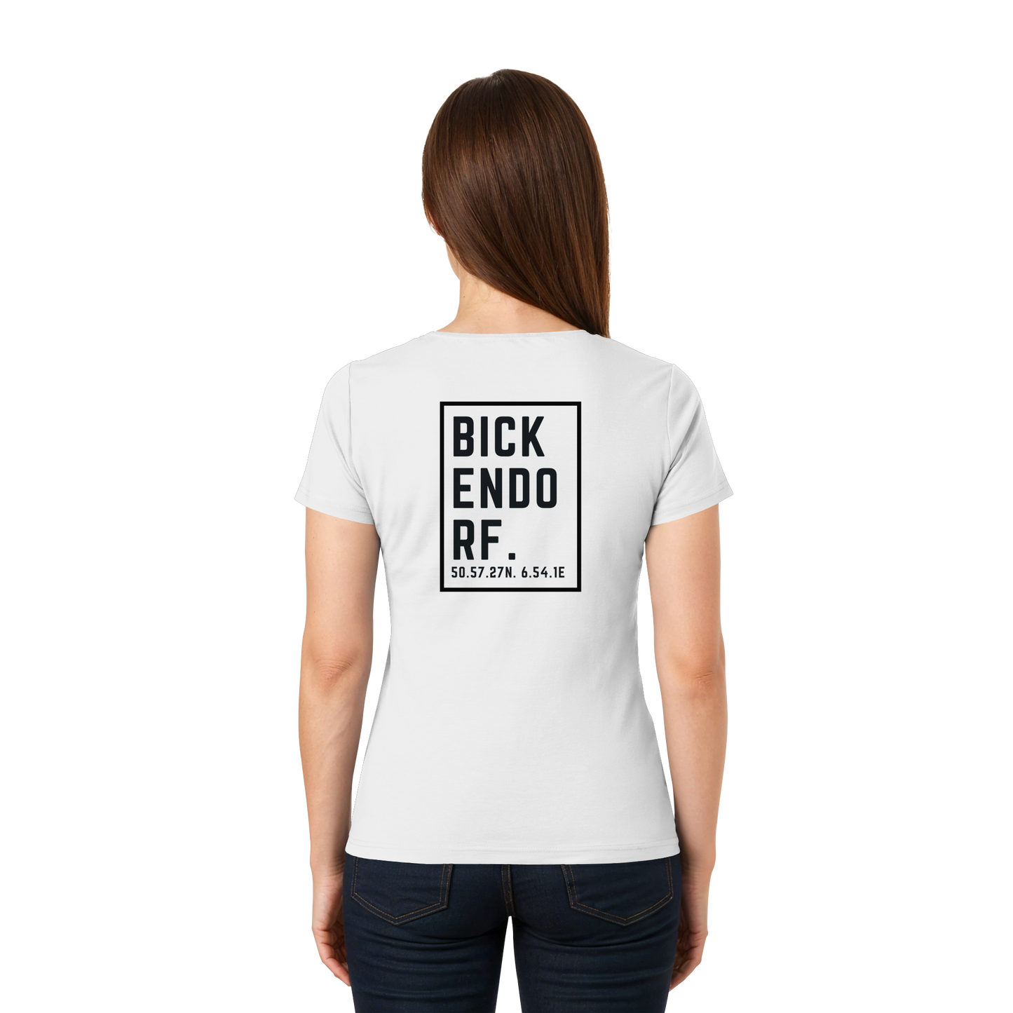 Bickendorf Koordinaten (großer Druck auf dem Rücken) - Ladies V-Neck Shirt