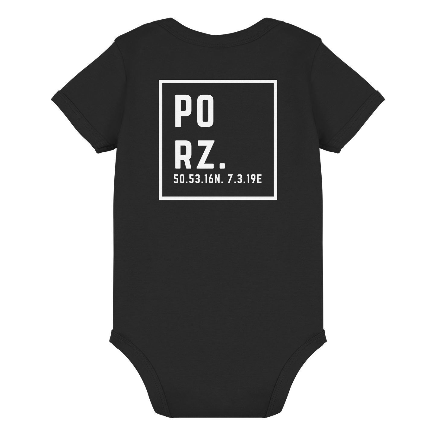 Porz Koordinaten (großer Druck Rücken) - Organic Baby Bodysuit