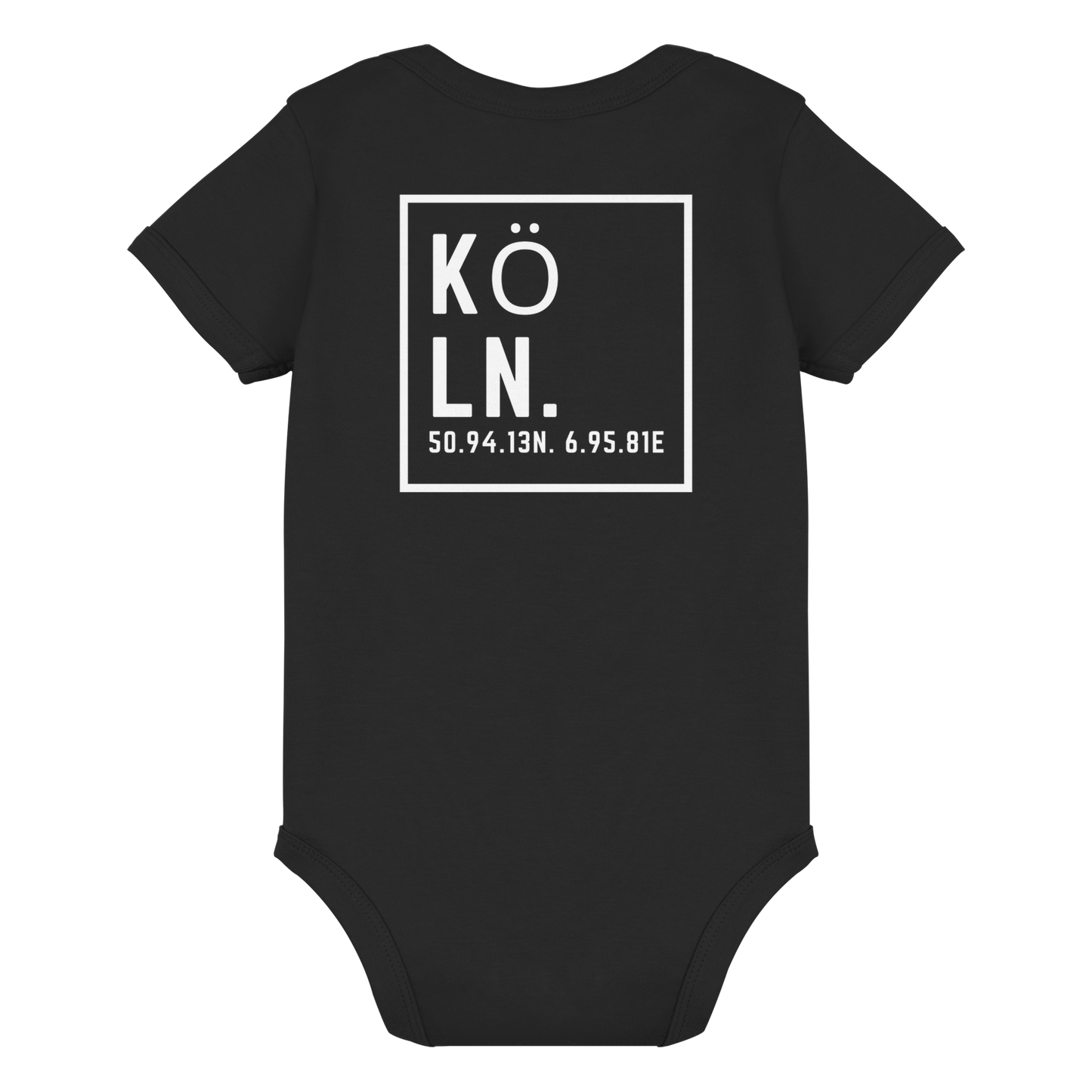 Köln Koordinaten (großer Druck auf dem Rücken) - Organic Baby Bodysuit