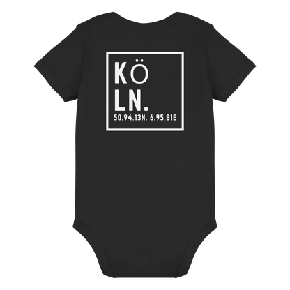 Köln Koordinaten (großer Druck auf dem Rücken) - Organic Baby Bodysuit