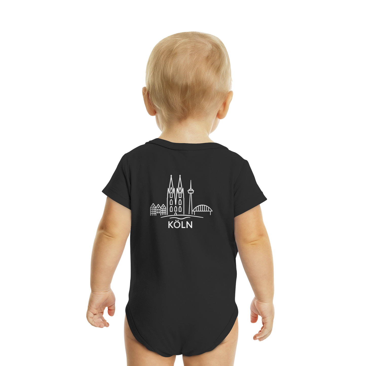 Köln Skyline (großer Druck auf dem Rücken) - Organic Baby Bodysuit