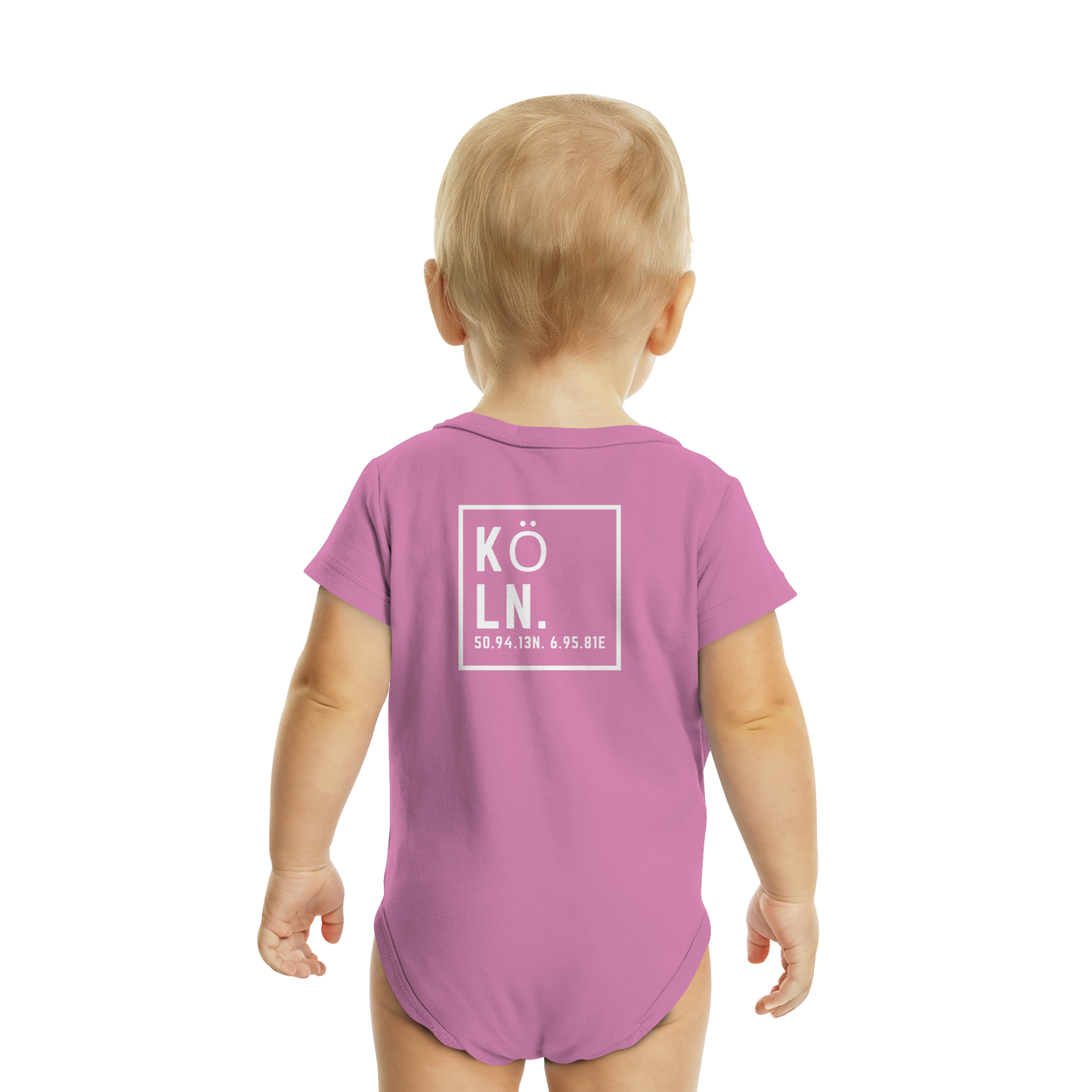 Köln Koordinaten (großer Druck auf dem Rücken) - Organic Baby Bodysuit
